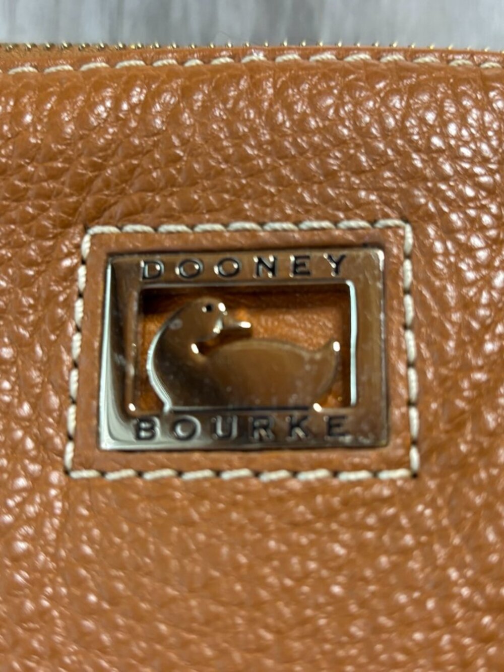 Dooney & Bourke Pebble Leather Large Satchel Tote Crossbody – British Tan/Cognac - Picture 4 of 7